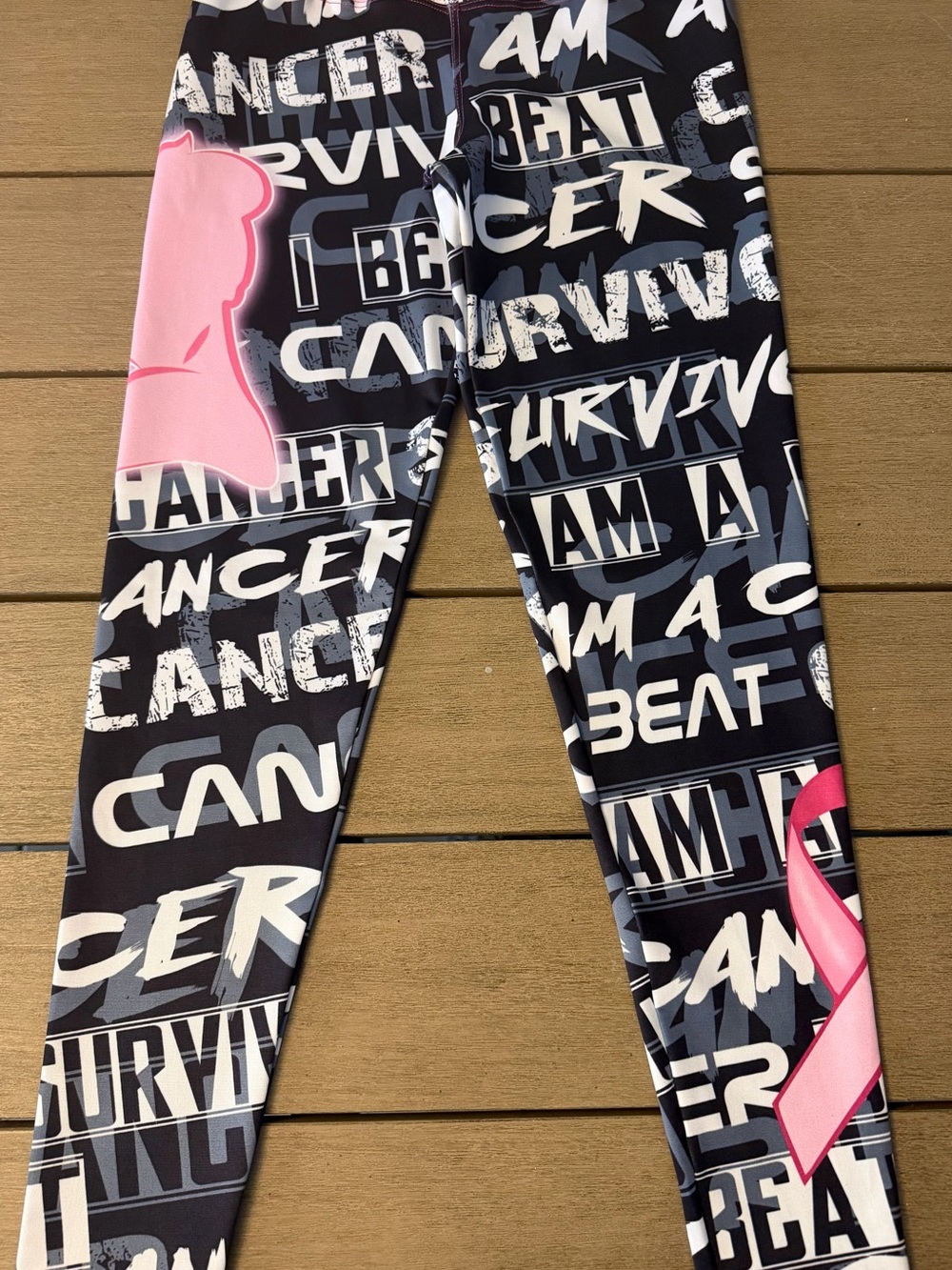 Women's Black & Pink Cancer Awareness Leggings